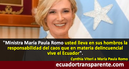 Cynthia Viteri responsabiliza del caos en la seguridad del Ecuador a María Paula Romo