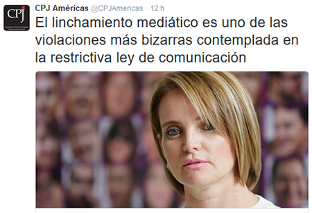 CPJ califica de bizarra la sancin por linchamiento meditico a periodista Janet Hinostroza