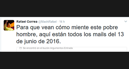 Correa pretende descalificar publicaciones de CAPAYA y publica email sin darse cuenta que le da la razn