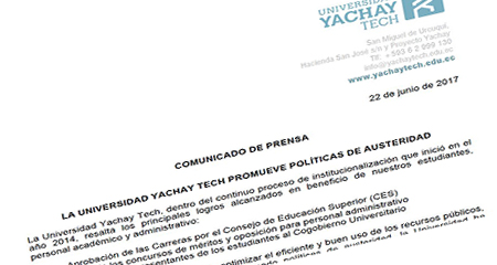 Mediante un comunicado, Universidad Yachay reconoce que existen autoridades que no imparten ctedra