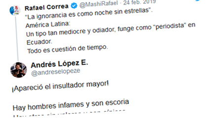 Periodista Andrs Lpez responde insultos de Correa en Twitter