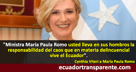 Cynthia Viteri responsabiliza del caos en la seguridad del Ecuador a Mara Paula Romo