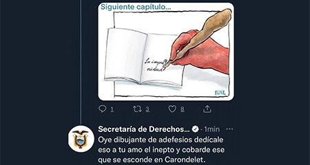 Cuenta de Twitter de Secretara de Derechos Humanos insulta a caricaturista Bonil